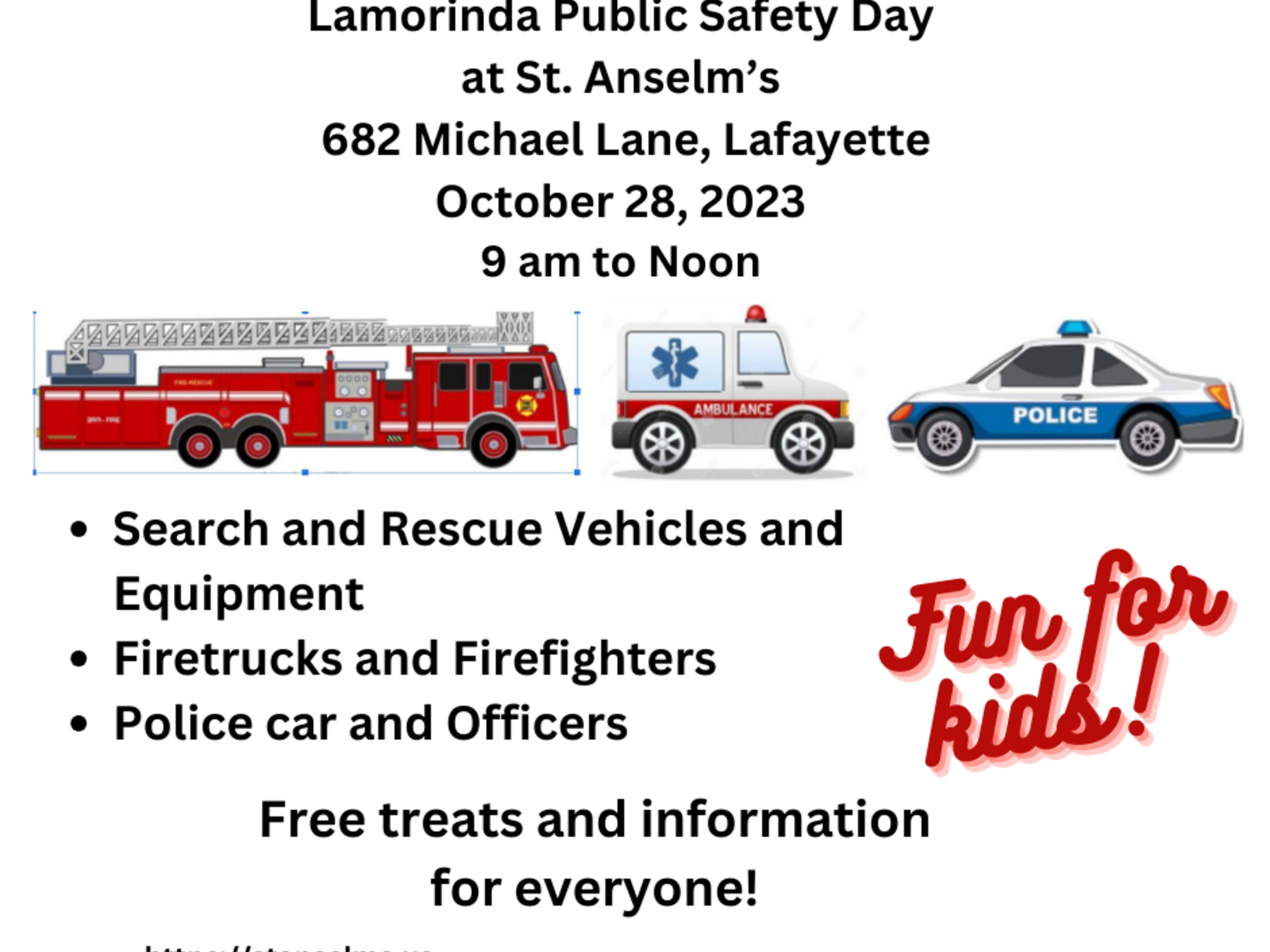 Lamorinda Public Safety Day At St. Anselms 682 Michael Lanej Lafayette October 28j 2023 9 Am To Noon